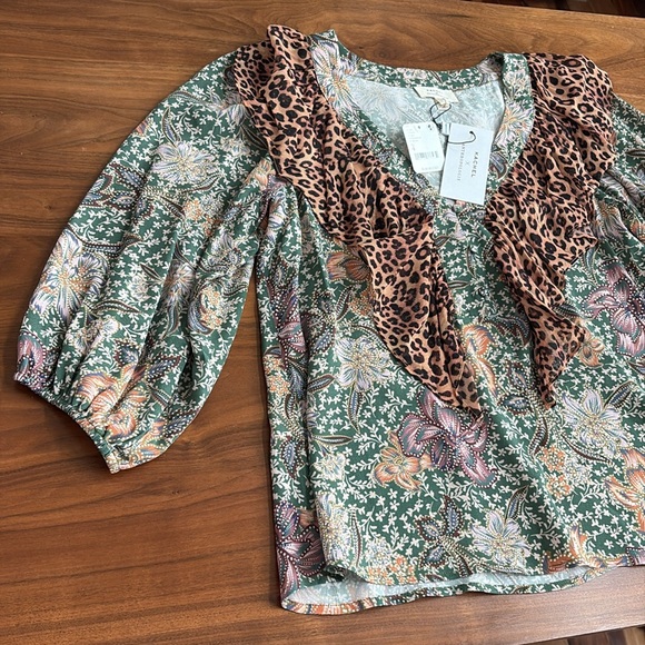 NEW! Anthropologie Kachel Mixed Print Peasant Blouse Size 4 - Picture 7 of 11